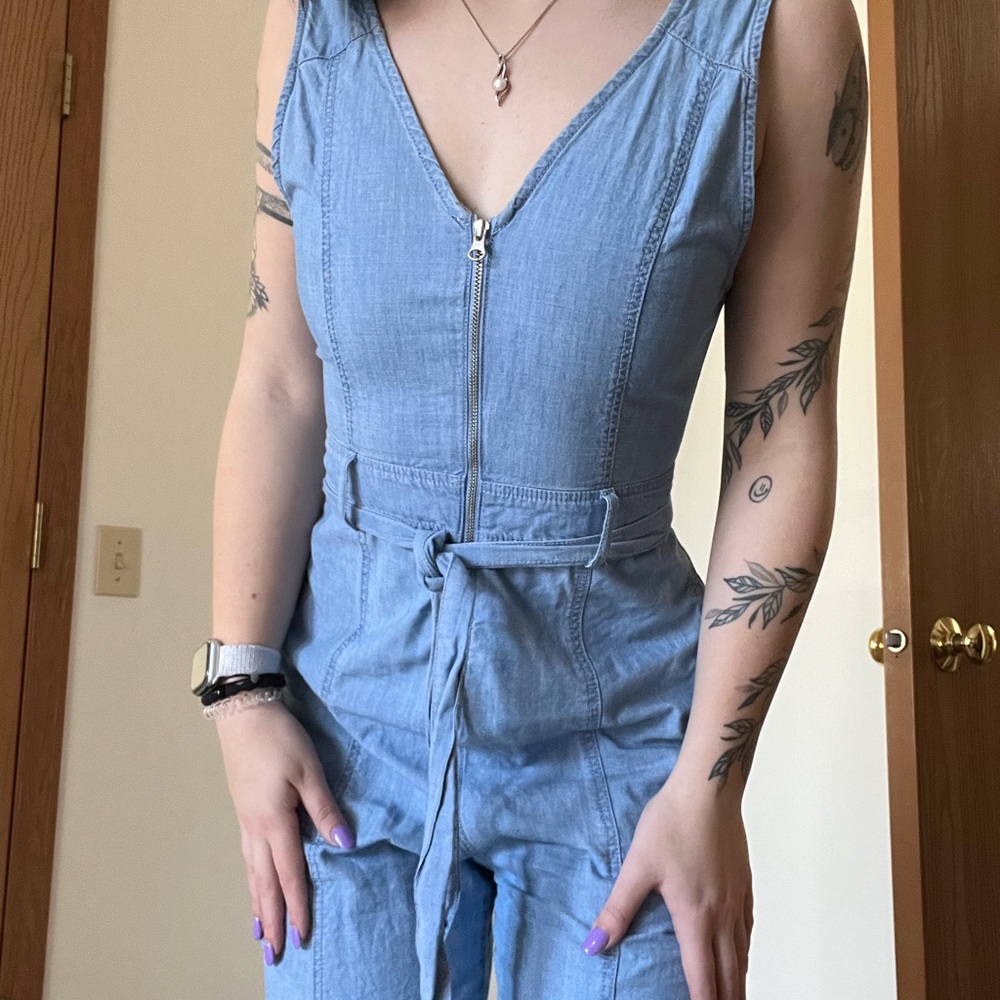 Cotton Denim Jumpsuit ZARA